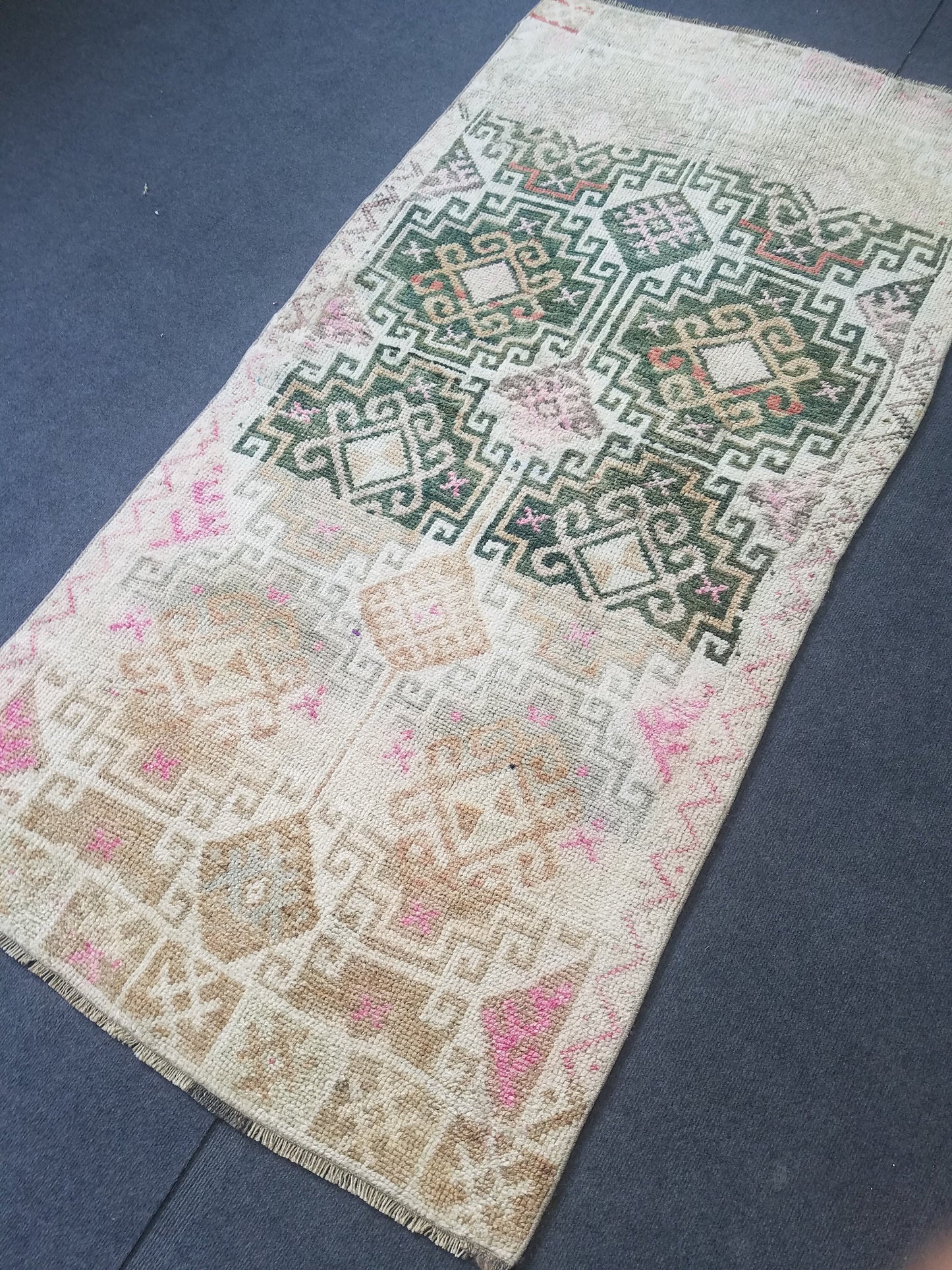 3.4 x 6.8 Vintage wool rug, oushak rug, unique handmade rug kitchen rug bohemian rug traditional rug