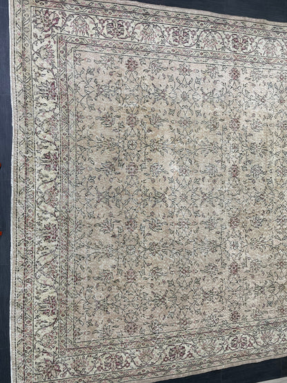 Large Floral 8.2 x 11.4 Rug OUSHAK RUG Distressed Rug 8x12 Vintage Handmade Rugs Hand Knotted Turkish Rug Soft Pink Rose Pink Light Pink