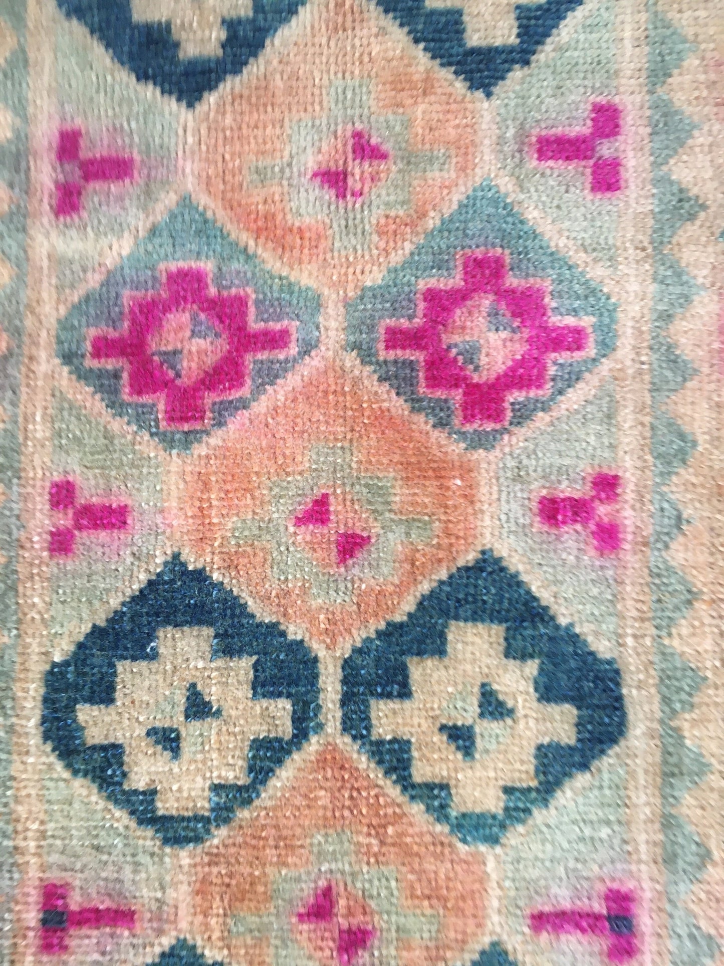 1.5x3.2 feet wool pink muted handmade small rug, vintage turkish kitchen mini area rug, oushak floor small bedroom rug, bohemian mini rugs