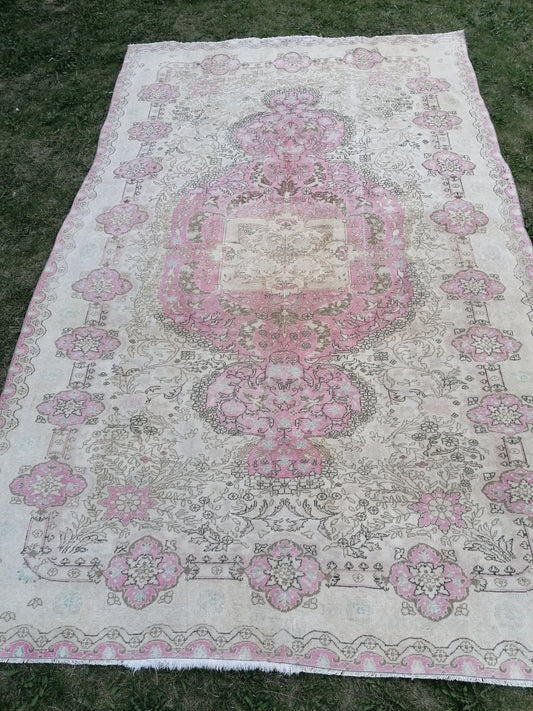 6.5 x 10 vintage rug, turkish rug, oushak rug,