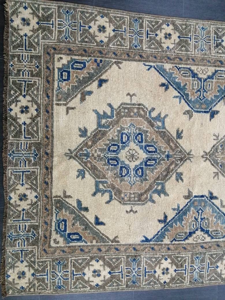 Antique Oushak Runner Rug Turkish Runner Rug Vintage Runner Rug 11.9 x 4.9 Hallway Runner Rug Antique Oriental Runner Rug Blue Beige Runner