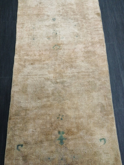 2.3 x 12.3 Muted Oushak Runner Rug Turkish Runner Rug Muted Vintage Runner Rug Washedout  Hallway Runner Rug Kitchen Runner Rug Wool Runner