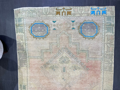 Anatolian Vintage Rug, TURKISH Rug, Vintage 3.10 x 7.3 Wool Rug, Oushak Rug, Hand Knotted Rug, 100% Wool Rug, Handmade Rug