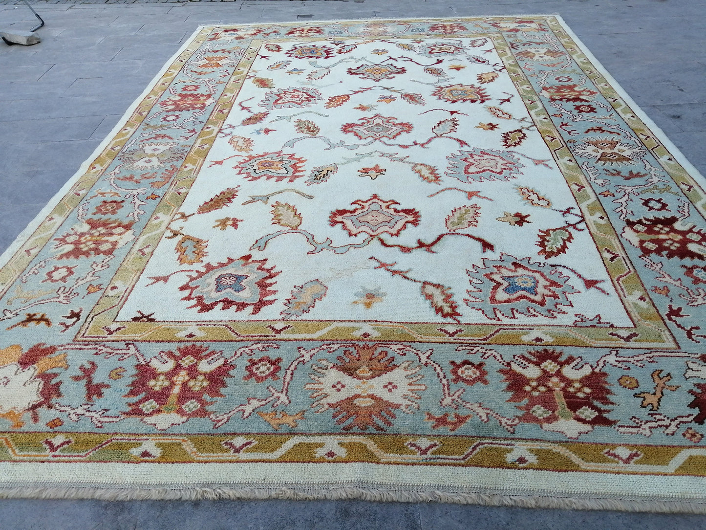 9 x 12.7 OUSHAK RUG, TURKISH Oushak Rug, Quality Wool Oushak  Rug, Rug, Wool Oushak Rug Hand Made Rugs Made In Turkey Oushak Rug 8x12 9x13