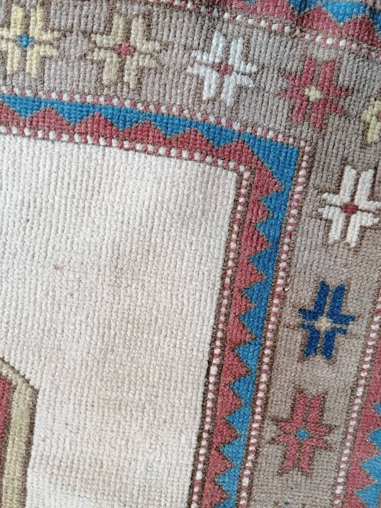 Turkish oushak wool rug 4'10x5'5 vintage handmade rug bohemian rug living room rug