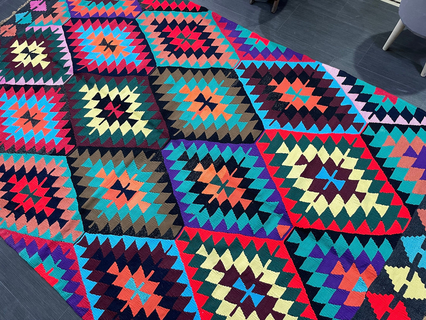 Vintage Kilim Handmade 5.7 x 9.4 Rug, Flatwoven Oushak Rug, Rustic Rug, Flat Weave Rug, Turkish Rug, Farmhouse Rug, Vintage Wool rug