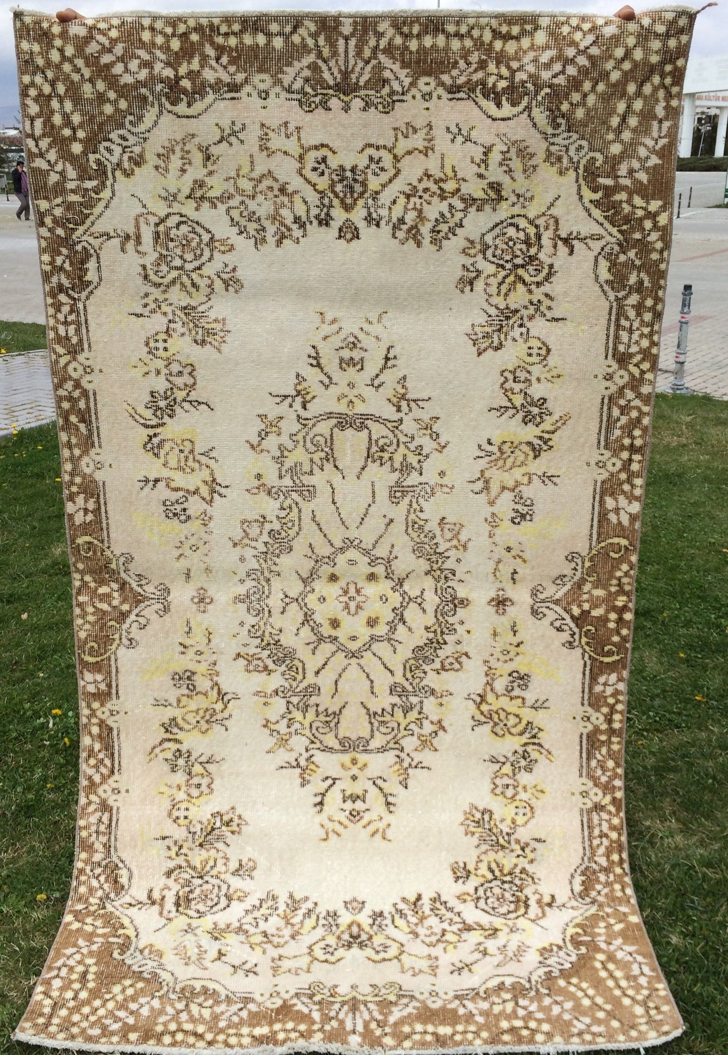 VINTAGE RUGS, TURKISH Rugs, Antique Rug, Oushak antique Rug, Hand woven Rug, Weaving Rug, Muted Rug, Kitchen Rug, Eclectic rug, Wool Rugs