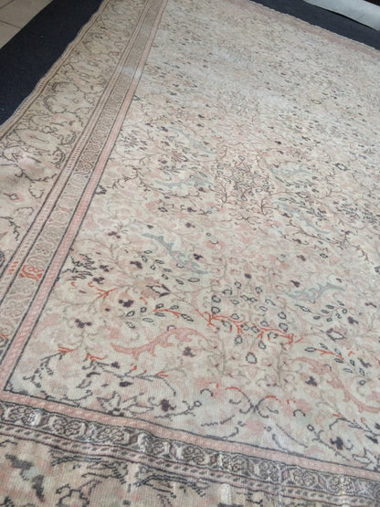 Muted Turkish Rug Large Area Rug Pastel Oushak 6 x 9.3 Rug Vintage Muted Rug Hand Made Rug Vintage Earth Tones Rug Rustic Rug 6x9 Muted rug
