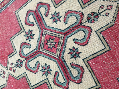 Vintage OUSHAK RUG 8.6 x 4.4 Modern Motifs  TURKISH Rug Vintage Modern Rug Vintage Rug Wool Oushak Rug Hand Made Rugs