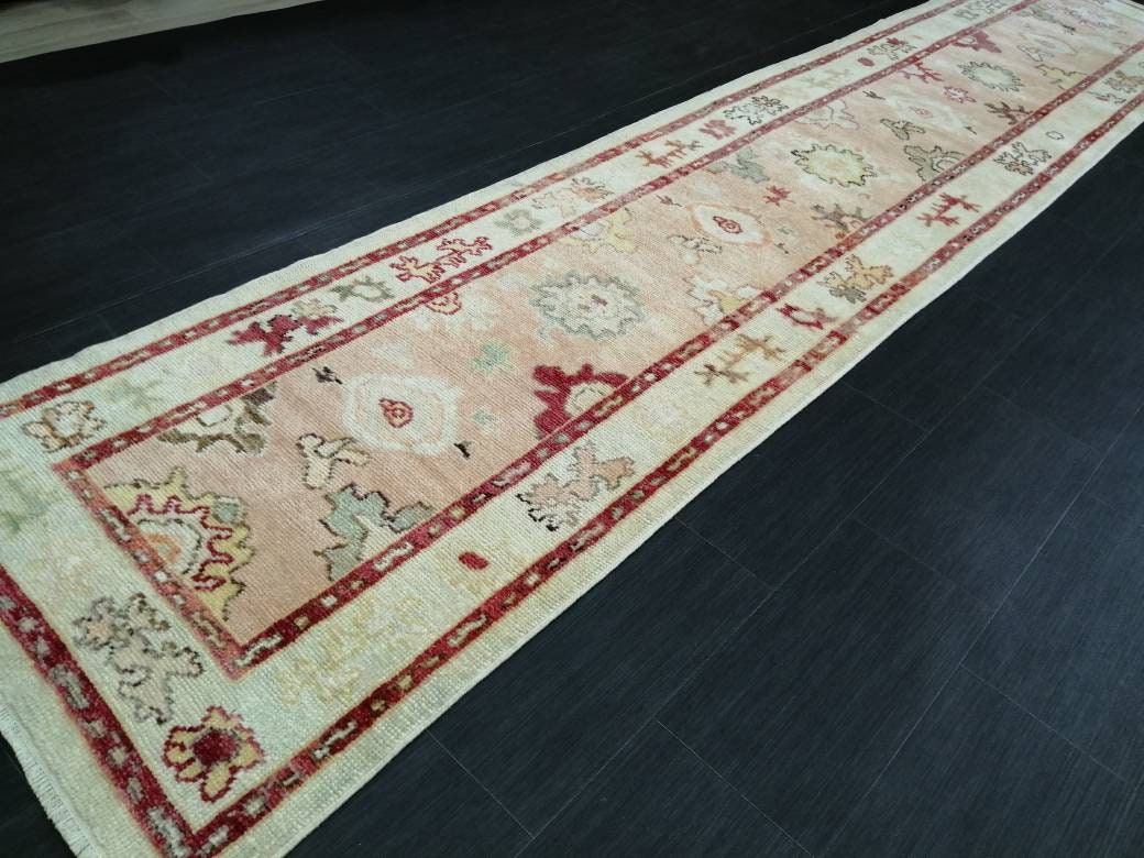 Vintage Turkish Oushak Runner Rug 2.9 x 14 Turkish Runner Rug XL Vintage Muted Runner Rug Extra Long  Runner Rug Plush Soft Wool Runner