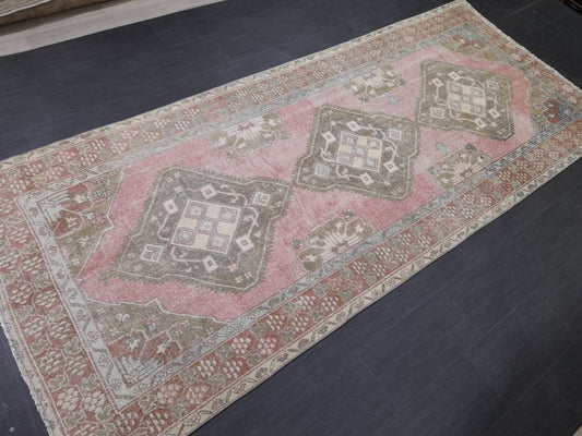 Muted Vintage Turkish Runner Rug 4.8 x 11 Orienta Runner Rug muted Vintage Runner Rug Hallway Runner Rug Kitchen Runner Rug Wool Runner Rug