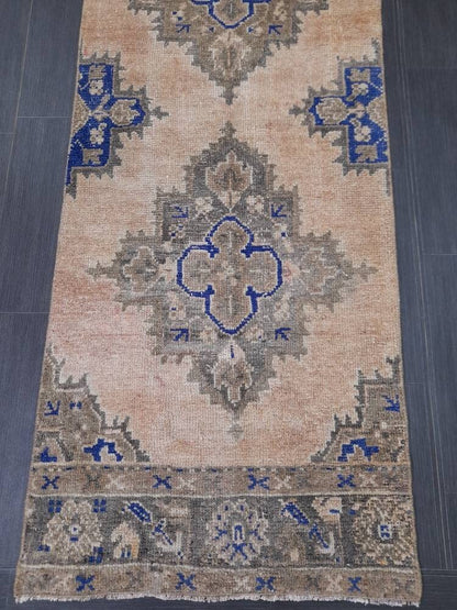 Antique Runner Rug 2.6 x 11.6 Persian Runner Rug Wool Oushak Rug Oushak Runner Rug Turkish Runner Rug Kitchen Runner Rug Hallway Runner Rug