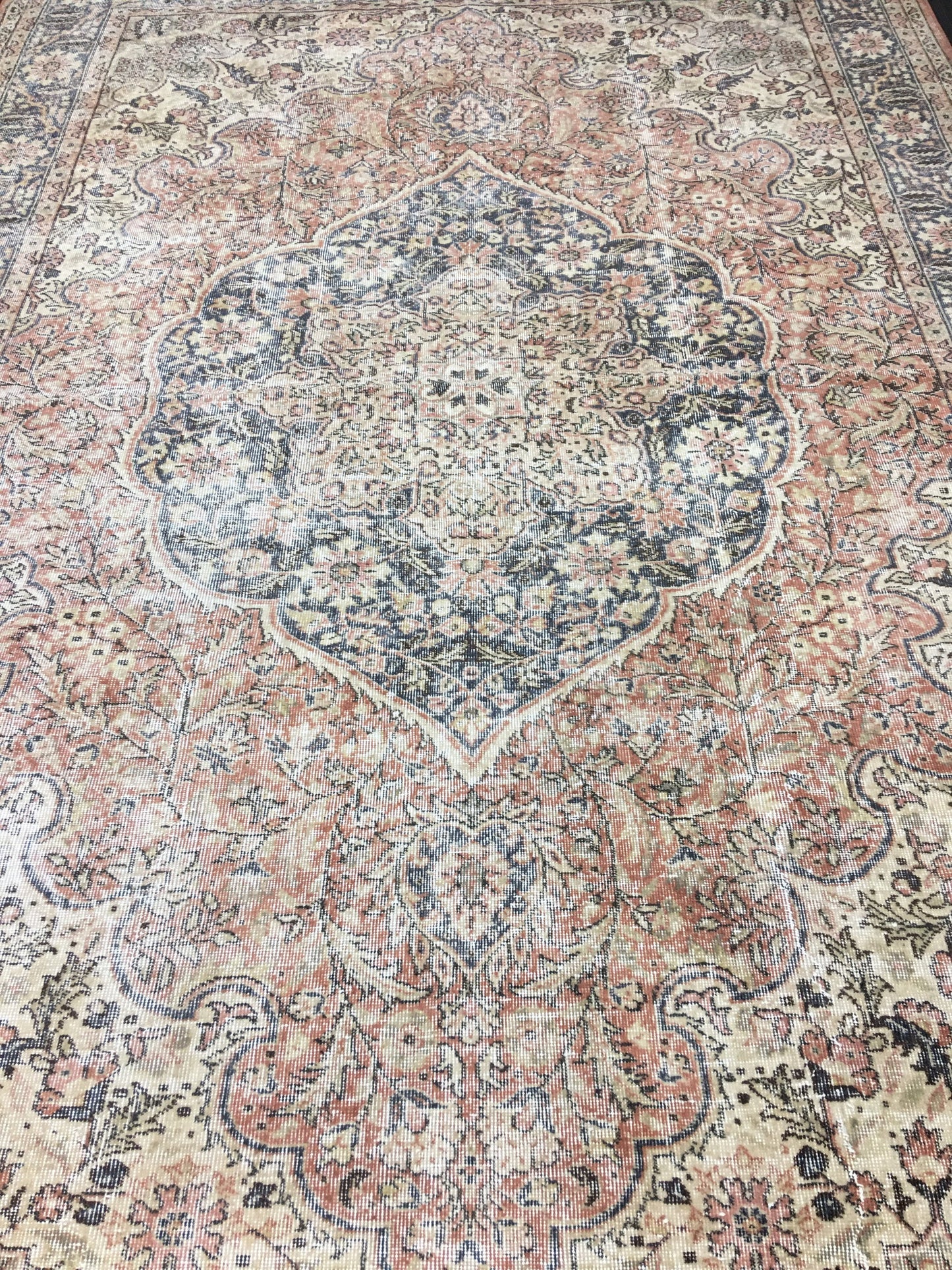 Muted Large Handmade RUG 7.8 x 11.8 TURKISH Rug Vintage Oushak Rug Muted Vintage Rug Wool Persian Rug Hand Knotted Rug Vintage 8x12 Rug