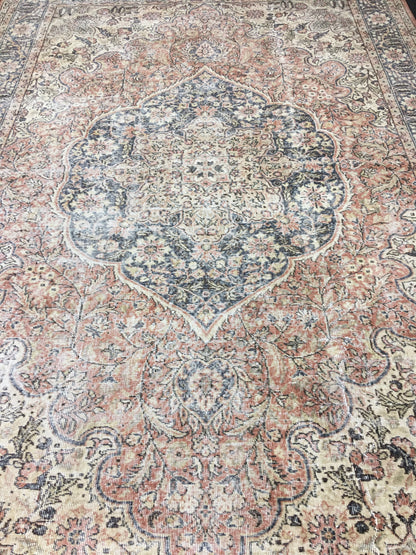 Muted Large Handmade RUG 7.8 x 11.8 TURKISH Rug Vintage Oushak Rug Muted Vintage Rug Wool Persian Rug Hand Knotted Rug Vintage 8x12 Rug