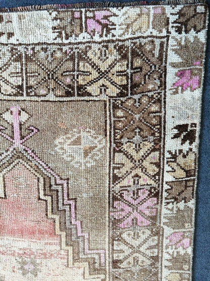 Oushak Runner Rug Turkish 3.4 x 11  Runner Rug Vintage Runner Rug Hallway Runner Rug Kitchen Runner Rug Wool Runner Rug Wool Oushak Rug