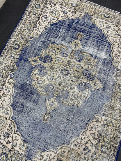 Large Distressed OUSHAK RUG 6.7 x 9.5 TURKISH Oriental Rug Vintage Persian Rug Vintage Rug Wool Oushak Rug Hand Made Rug Vintage Turkish Rug