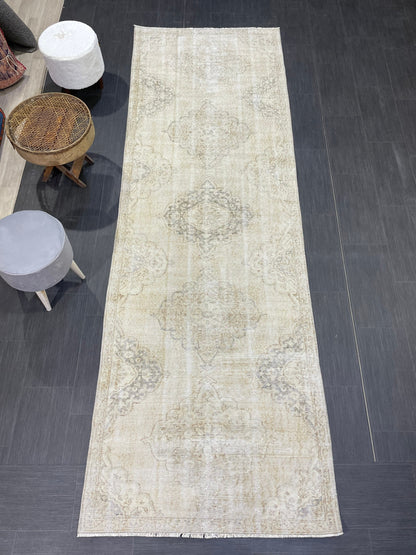 Vintage Persian Runner Rug, 3.6 x 10.8 Handmade Runner Rug, Turkish Runner Rug, Vintage Runner Rug, Hallway Runner, Kitchen Runner Rug