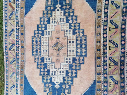 Turkish rug, bohemian rug, vintage rug, turkish oushak rug 10'7x5'9 ft