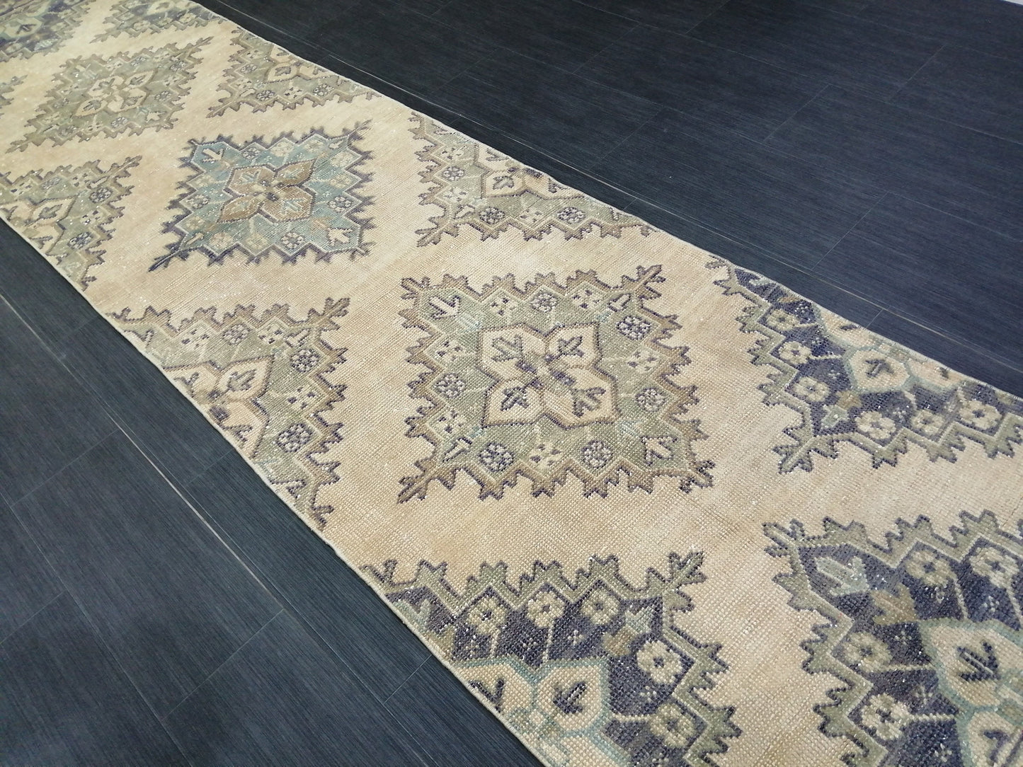 2.6 x 11.4 Oushak Runner Rug Turkish Runner Rug Muted Vintage Runner Rug Hallway Runner Rug Kitchen Runner Rug Wool Staircase Runner Rug