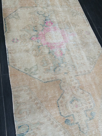 2.8 x 6.5 Distressed Runner  Rugs, Hand Made runner Rug, Oushak Rug, Rustic Rug, Rug Runner, Turkish Rug, Vintage Rug, Wool rug