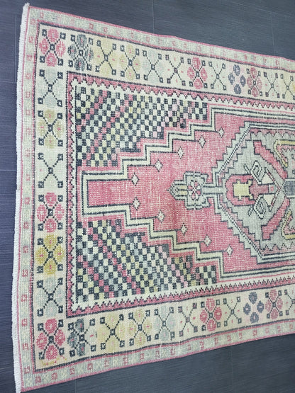 3.4 x 6.6 OUSHAK RUG, TURKISH Oushak Rug, Vintage Oushak Rug, Vintage Runner Rug, Wool Oushak Rug, Handmade Rugs, Vintage Turkish Rug