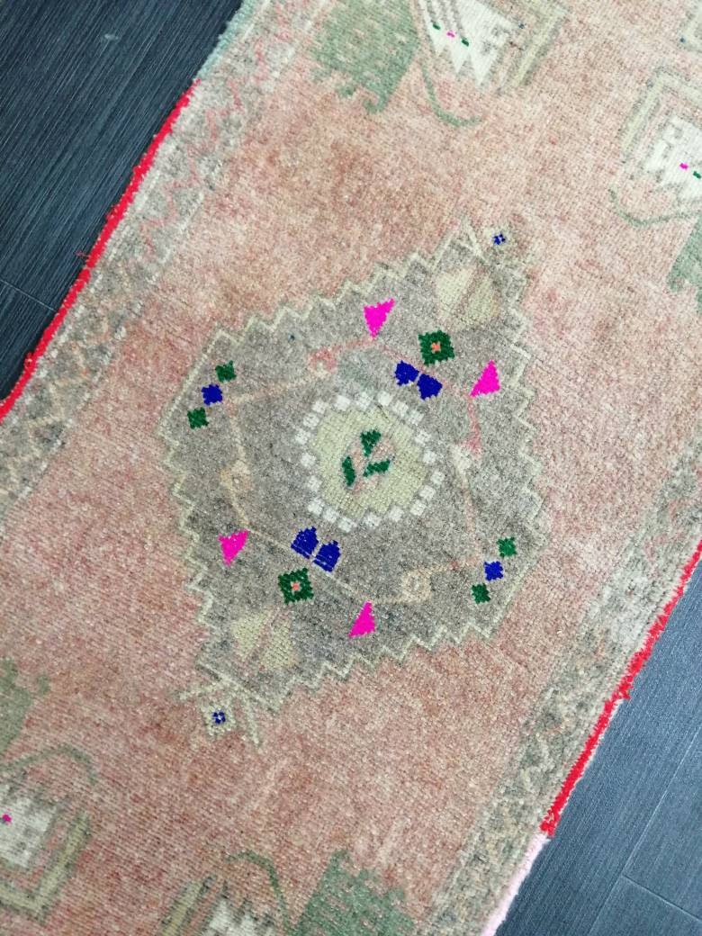 Vintage Turkish Rug Mini Rug Small Area Rug Turkish Rug Oushak Rug Persian Hand Made Rug Oriental Vintage Rug Door Mat