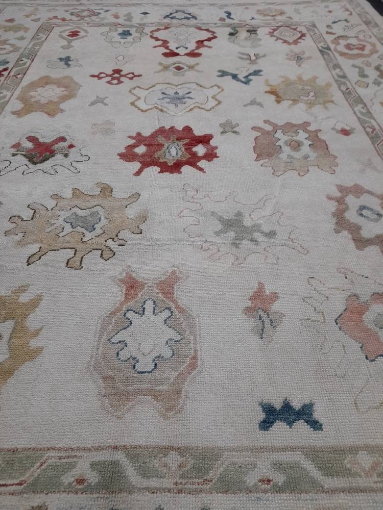 9x12 Vintage OUSHAK RUG Authentic TURKISH Oushak Rug Vintage Oushak Rug Wool Oriental Rug Hand Made Rug Hand Knotted Rug Turkish Natural Dye