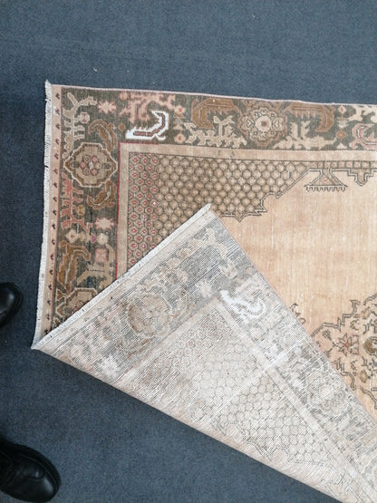 Vintage rustic wool rug 4'3x8 handmade turkish rug, natural living room rug,