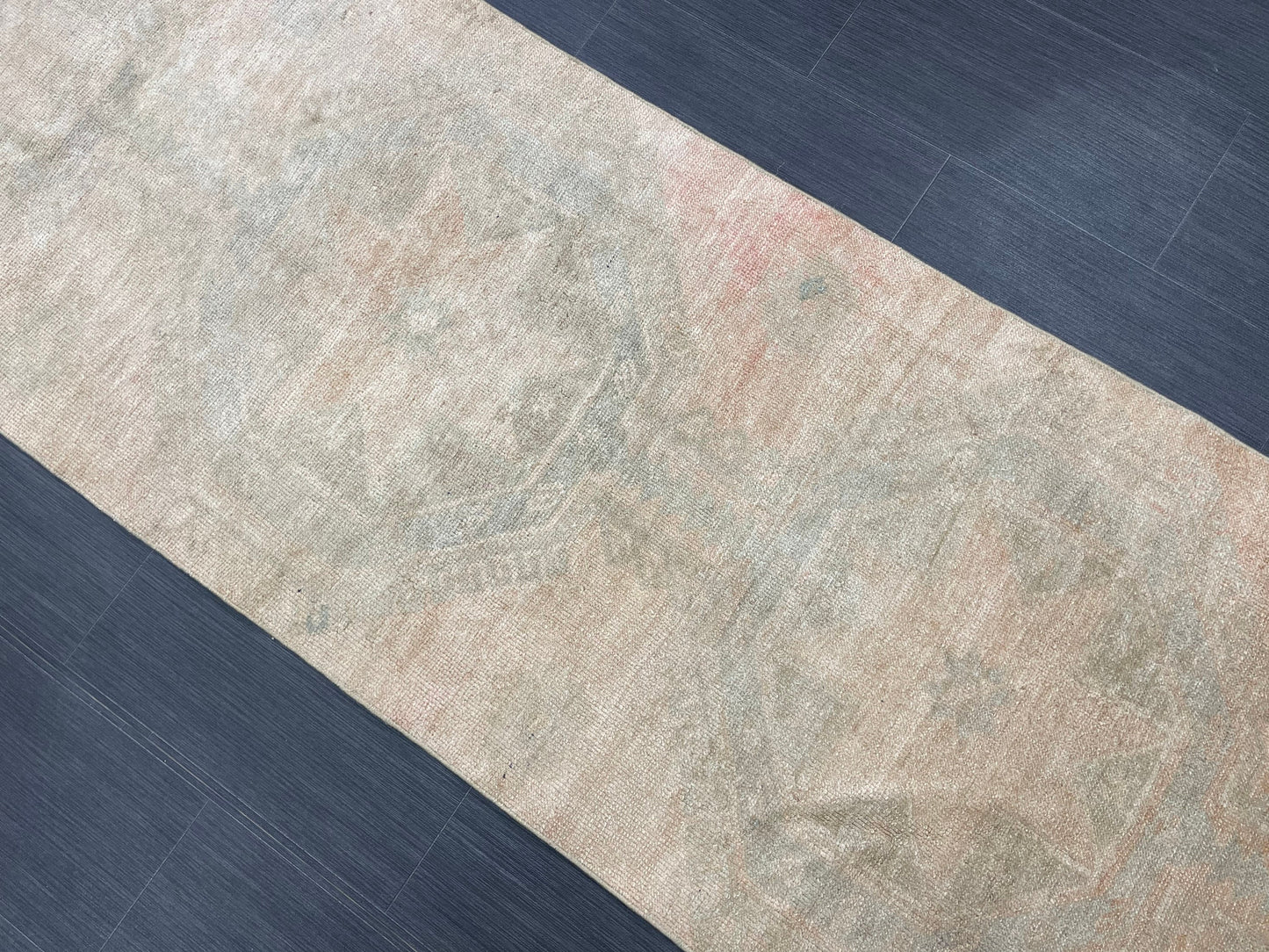 Muted Vintage Runner Rug 2.7 x 12.2 Muted Turkish Runner Star Rug Muted Oushak Runner Rug Hallway Runner Kitchen Runner Rug Wool Runner