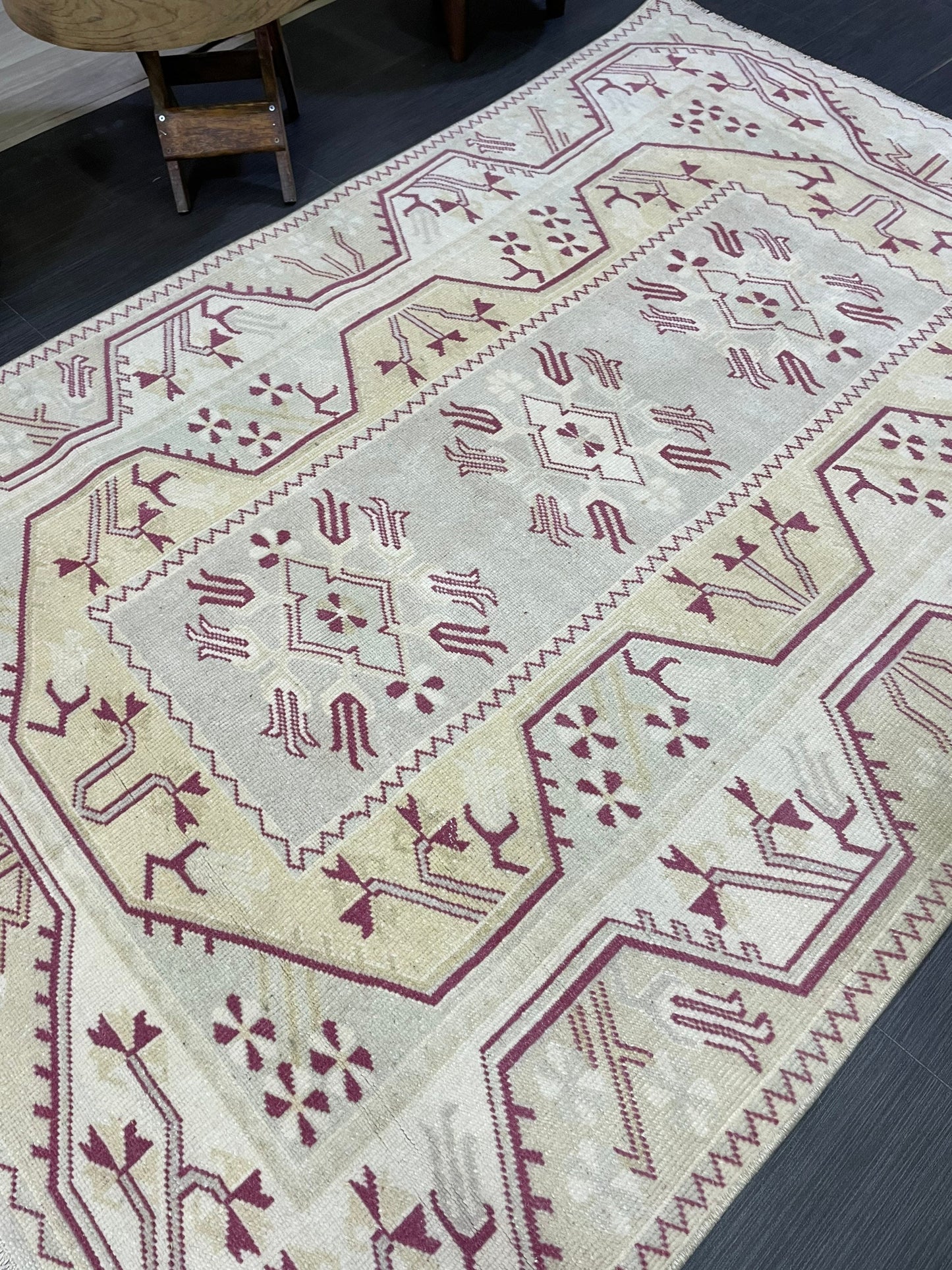 Vintage RUG, TURKISH Oushak Rug Hand Knotted 5x6 Rug, Oriental Rug, Vintage Persian Rug, Handmade Rug, Turkish Rug Antique Rug