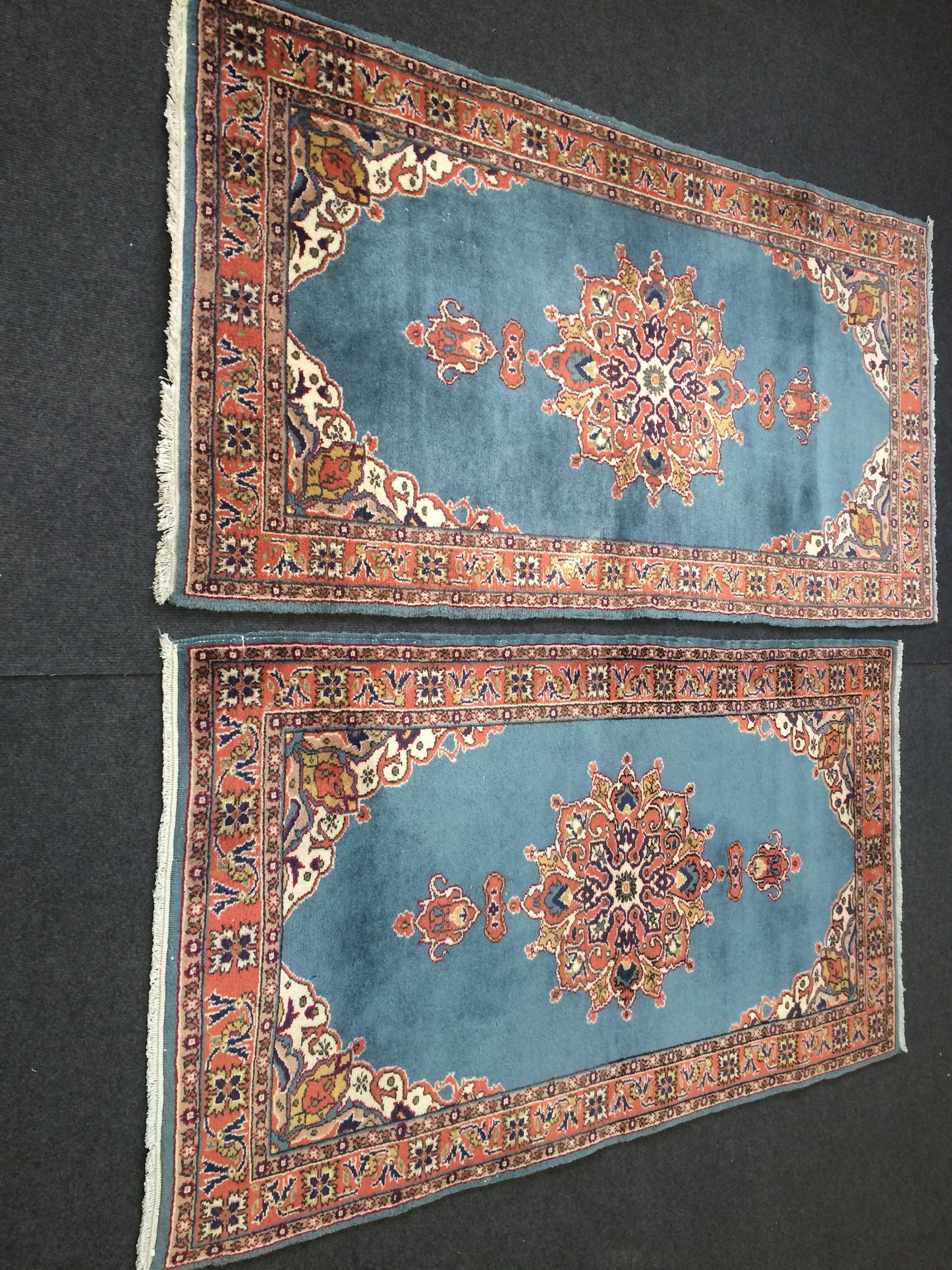 Blue Rugs, TWIN TURKISH  Runner RUG , bold colors Rug,Classic Rug,Oushak Rug, Hand woven Rug, Wool Oushak Rug, Farmhouse Rug