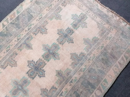 4'10x9 faded vintage turkish runner rug, oushak vintage rug,vintage anatolian rug,unique hand made bohemian