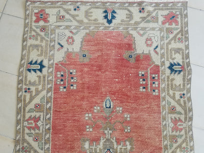 6'3x3'2 handmade vintage rug,wool area rug,