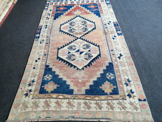 7.5 X 4 TURKISH Rug, wool Oushak Rug, Rustic Oushak Rug, Boho Rug, Vintage Turkish Rugs, Farmhouse Rug, Vintage Rug, Oushak Rug, Wool rug