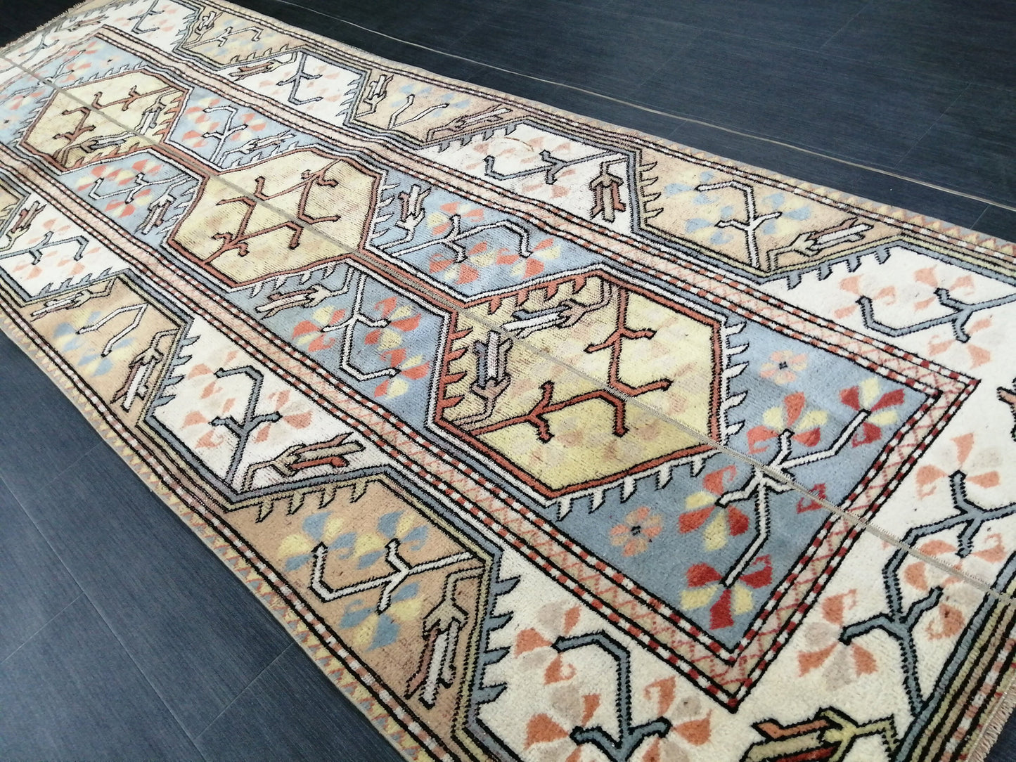 3 x 8.9 Runner Rug Handmade Patchwork Runner Rug Vintage Runner Rug Hallway Runner Rug Kitchen Runner Rug Wool Runner Rug Wool Oushak Rug