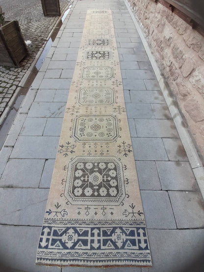 XL Wool Handmade Runner Rug 2.9 x 23 Long TURKISH Runner Rug Vintage Runner Rug Oriental Runner Rug Staircase Runner rug Hand Knotted Runner