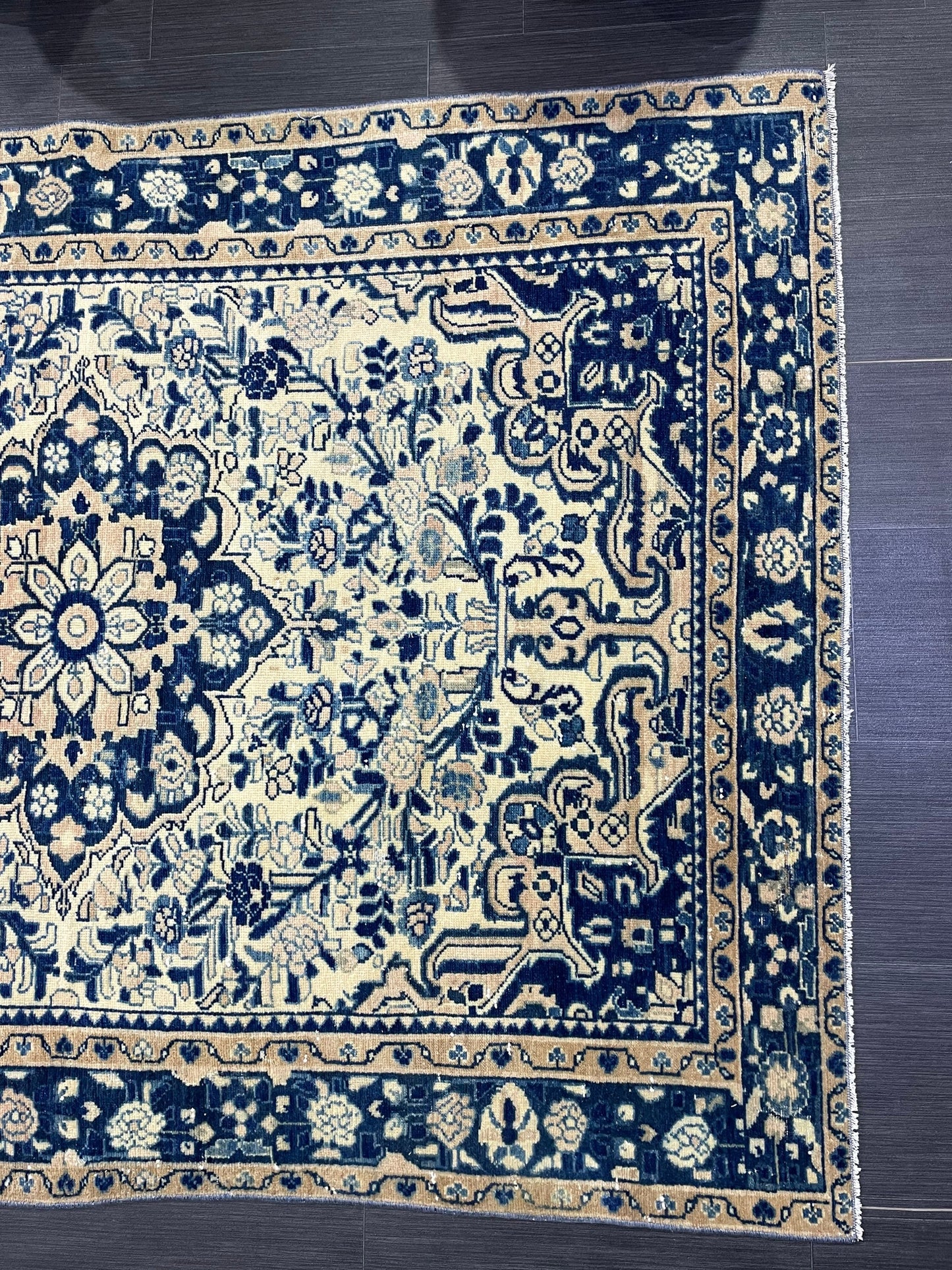 Persian Rug, Vintage 4.5 x 6.5 Rug, Navy Hand Knotted Rug, HANDMADE Rug, Vintage Turkish Rug, Oushak Rug, Oriental Rug, Wool Rug