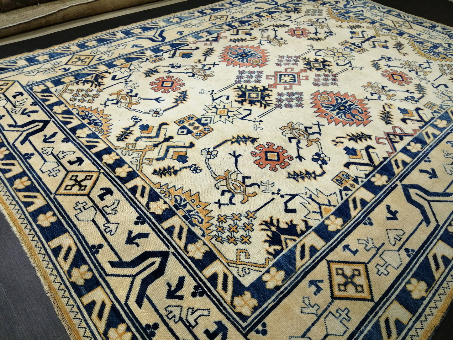 Oriental RUG 9 x 12 Oushak Rug  Blue Persian Rug Navy Vintage Rug 9x12 Oushak Rugs Antique Turkish Rug Muted  Quality Turkish room Rug