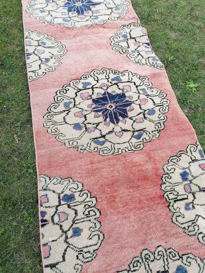 2'8x10'4 runner rug, oushak turkish runner rug, hallway vintage  runner, hand made wool runner, kitchen runner rug, entryway runner rug