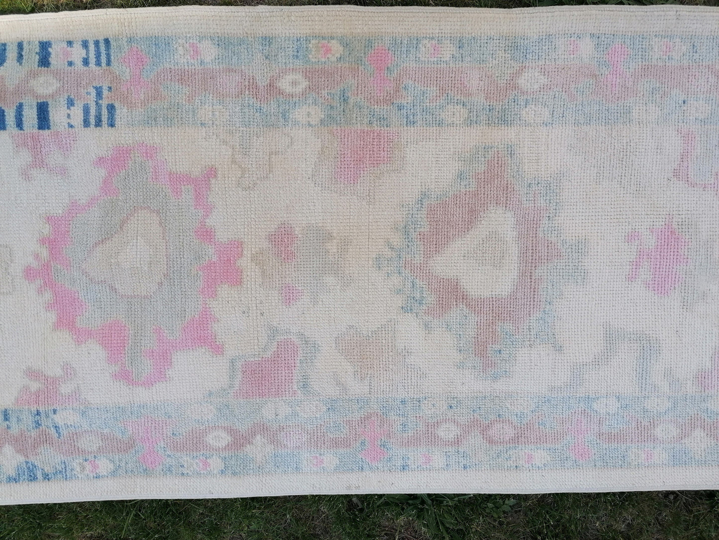 Turkish muted oushak runner rug 3x16'9 new production oushak runner rug, hallway oushak hand made wool rug