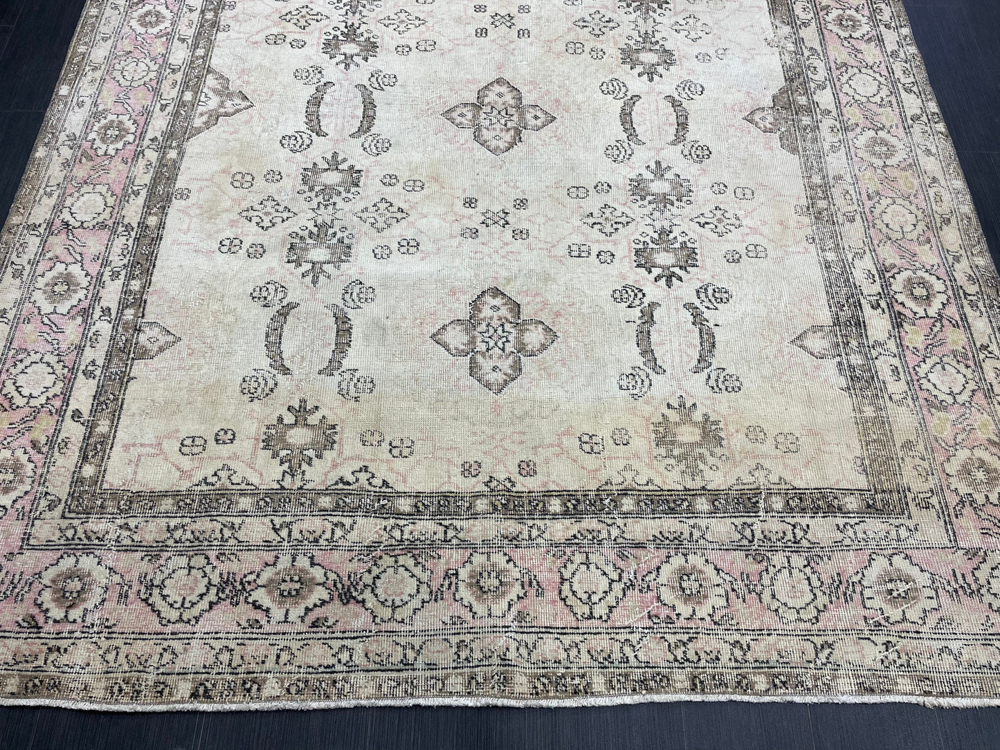 Vintage Rug 6.9 x 10.3 Vintage Persian Rug Muted Wool Oriental Rug Blue Hand Made Rugs Blue Distressed Turkish Rug Antique Rug