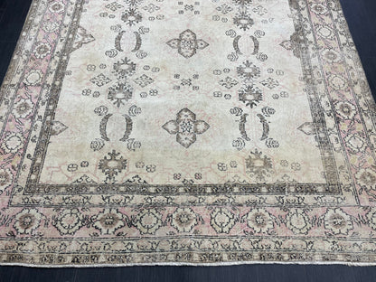 Vintage Rug 6.9 x 10.3 Vintage Persian Rug Muted Wool Oriental Rug Blue Hand Made Rugs Blue Distressed Turkish Rug Antique Rug