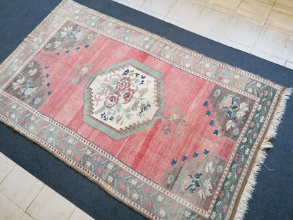 Turkish rug 5'2x8'6 vintage large rug, oushak hand made wool rug, living room rug, kitchen rug,bohemian rug