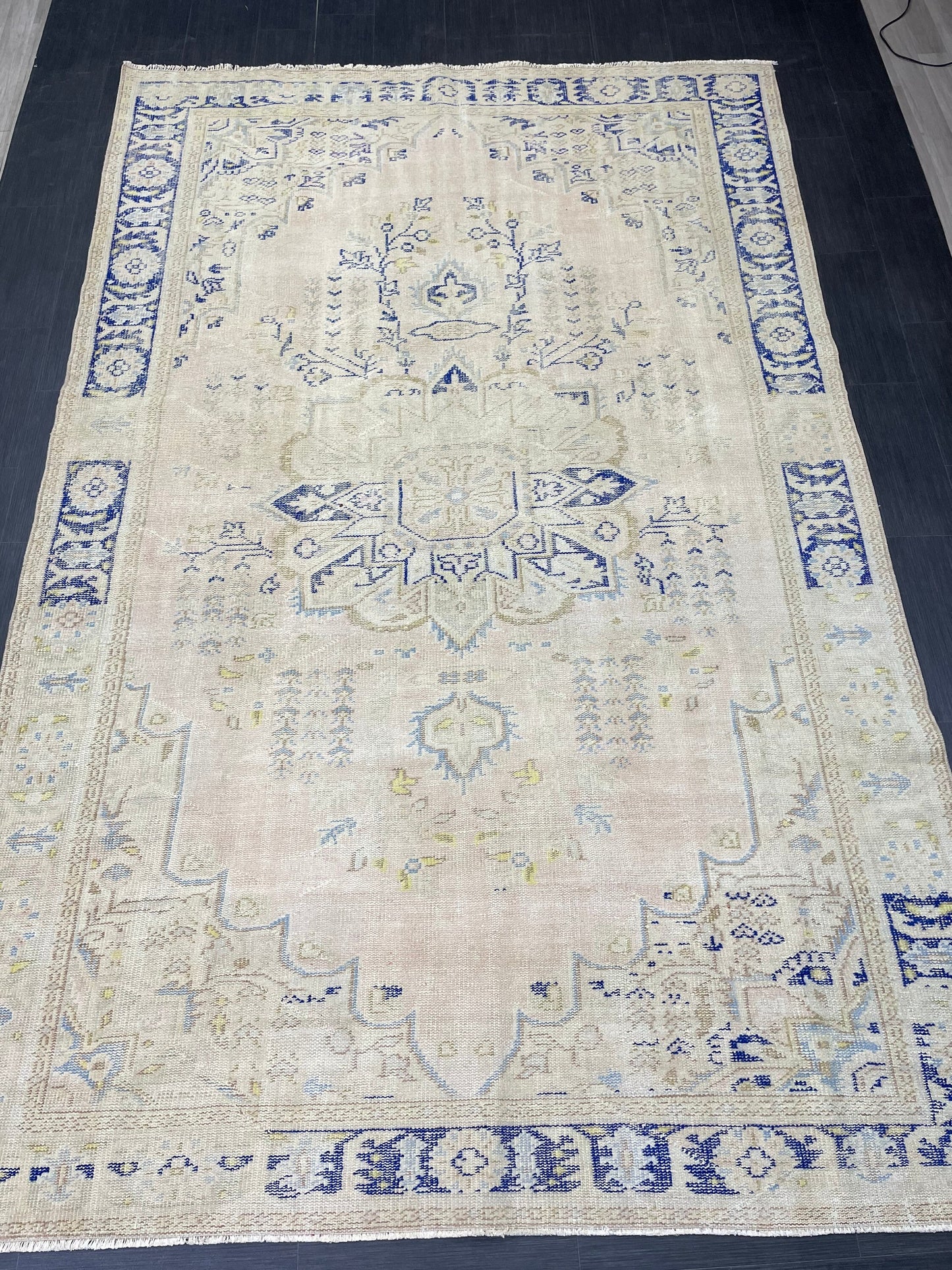 Large Distressed RUG 7x11 Muted TURKISH Antique Rug Vintage Persian Rug Vintage Rug Wool Oushak Rug HandMade Rug Hand Knotted Rug