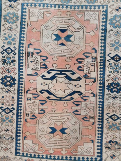 Oushak rug, blue turkish rug vintage rug 4'7x6'1 vintage oushak rug unique hand made rug kitchen rug bohemian rug