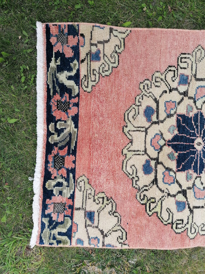 2'8x10'4 runner rug, oushak turkish runner rug, hallway vintage  runner, hand made wool runner, kitchen runner rug, entryway runner rug