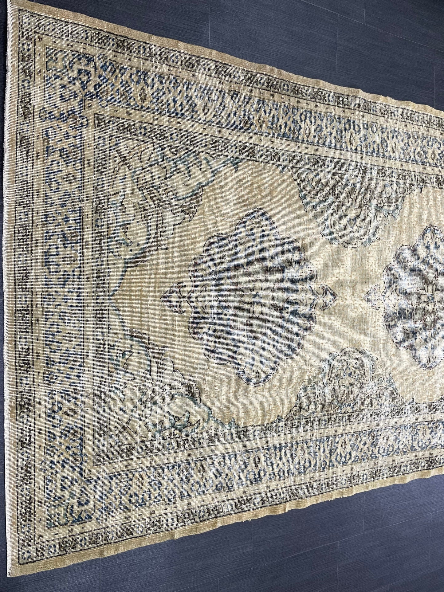 Vintage Hand Knotted Rug Vintage 5x13 Runner Oushak Runner Rug Turkish Runner Rug Vintage Runner Rug Star Kitchen Runner Natural Wool