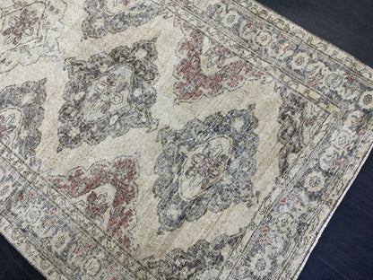 Vintage Runner 4.9 x 12.7 Rug, Turkish Runner Rug, Faded Distressed Runner Rug,Hallway Runner Rug Neutral Kitchen Runner Rug