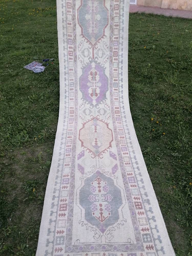 3x12'6 oushak wool runner, turkish oushak new production handmade rug, hallway runner rug