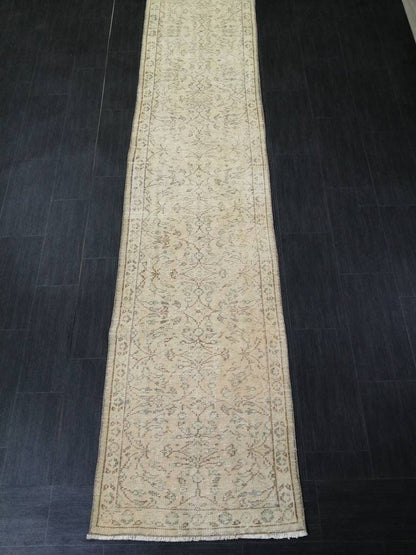 Vintage Runner Rug  2.4 x 10.7 Persian Runner Rug Muted Vintage Runner Rug Antique Hallway Runner Muted Turkish Runner Rug Distressed Runner